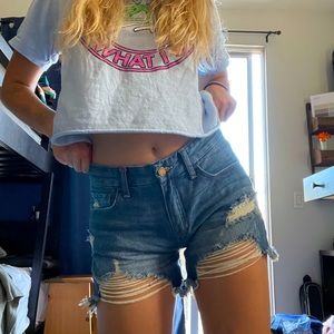 Ripped women’s denim shorts